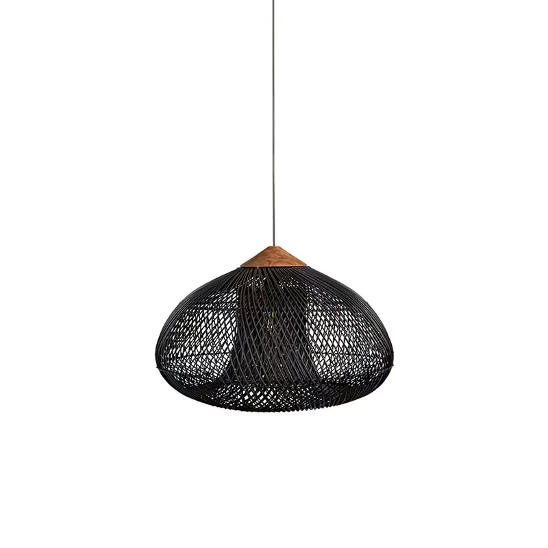 Handgevlochten Rotan Hanglamp – Javaanse Vlechtkunst in 4 Vormen & 3 Maten – Naturel of Zwart Rotan – E26/E27 Fitting – Scandinavisch Woonlicht | Sansoti