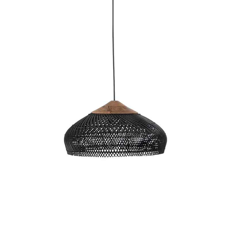 Handgevlochten Rotan Hanglamp – Javaanse Vlechtkunst in 4 Vormen & 3 Maten – Naturel of Zwart Rotan – E26/E27 Fitting – Scandinavisch Woonlicht | Sansoti