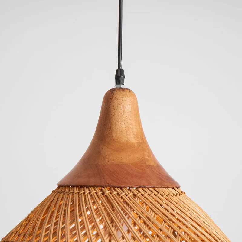 Handgevlochten Rotan Hanglamp – Javaanse Vlechtkunst in 4 Vormen & 3 Maten – Naturel of Zwart Rotan – E26/E27 Fitting – Scandinavisch Woonlicht | Sansoti
