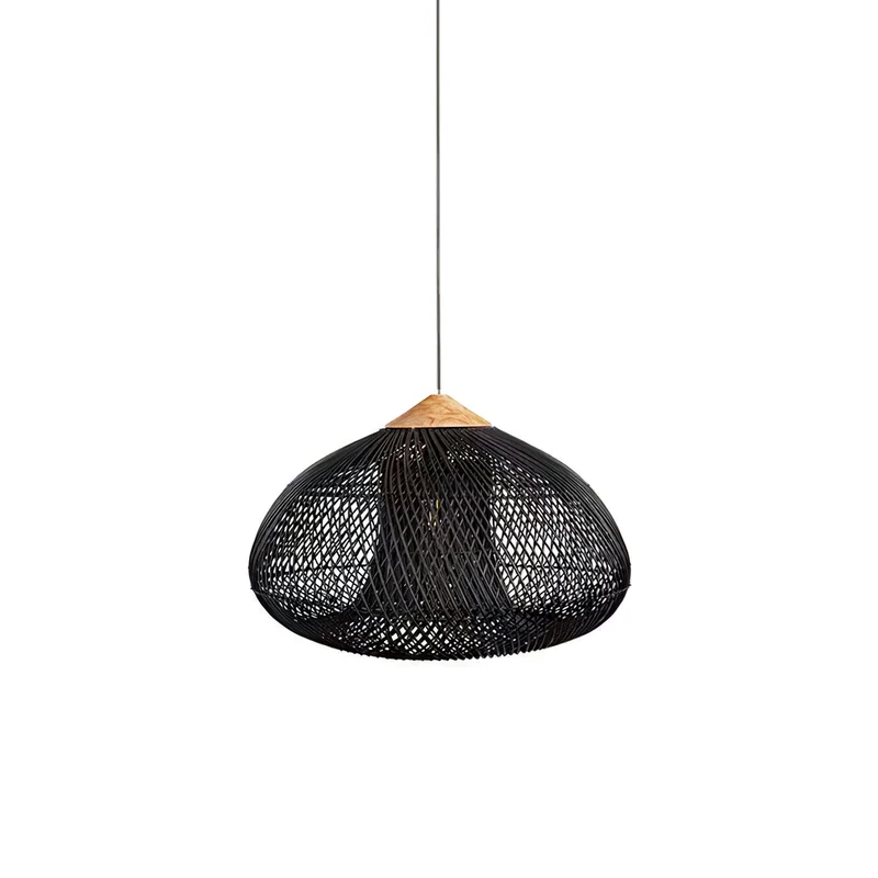 Handgevlochten Rotan Hanglamp – Javaanse Vlechtkunst in 4 Vormen & 3 Maten – Naturel of Zwart Rotan – E26/E27 Fitting – Scandinavisch Woonlicht | Sansoti