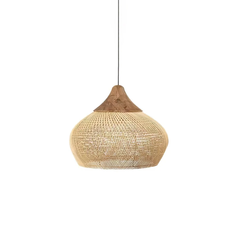 Handgevlochten Rotan Hanglamp – Javaanse Vlechtkunst in 4 Vormen & 3 Maten – Naturel of Zwart Rotan – E26/E27 Fitting – Scandinavisch Woonlicht | Sansoti