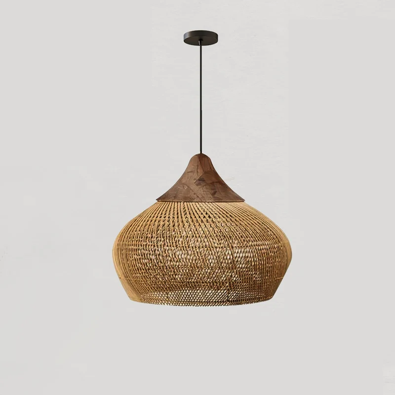 Handgevlochten Rotan Hanglamp – Javaanse Vlechtkunst in 4 Vormen & 3 Maten – Naturel of Zwart Rotan – E26/E27 Fitting – Scandinavisch Woonlicht | Sansoti