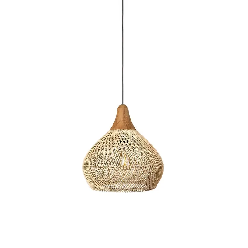 Handgevlochten Rotan Hanglamp – Javaanse Vlechtkunst in 4 Vormen & 3 Maten – Naturel of Zwart Rotan – E26/E27 Fitting – Scandinavisch Woonlicht | Sansoti
