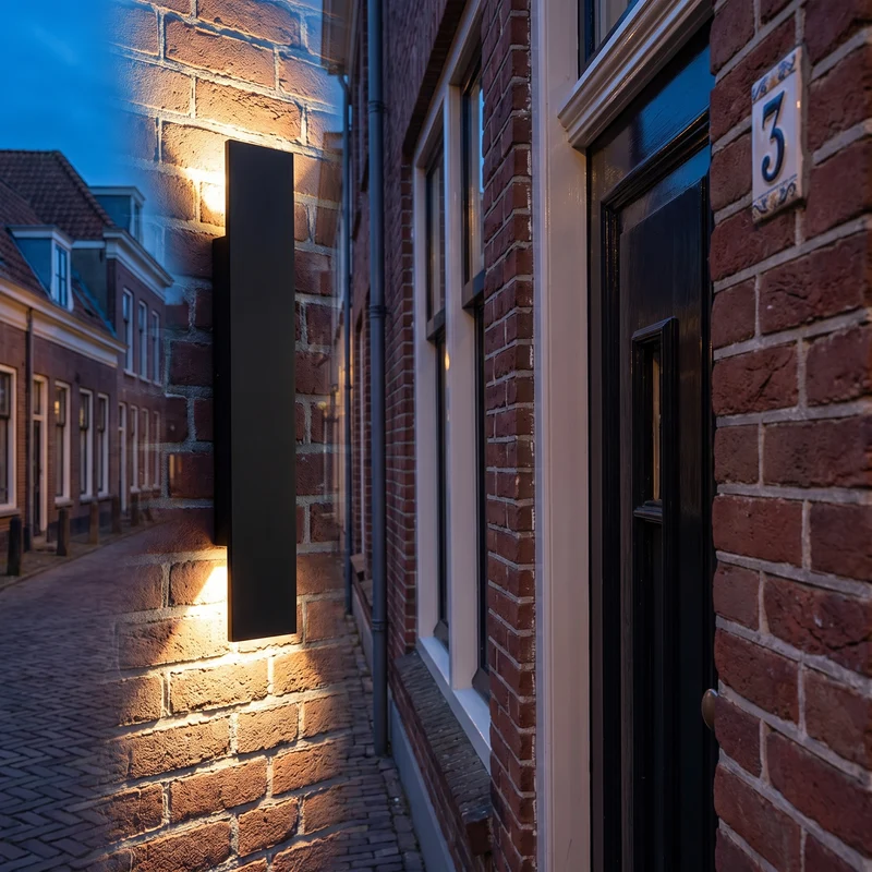 Buitenlamp Voordeur IP65 Aluminium Up Down LED Warm Wit Zwart 9,7 tot 61 cm Gevel Entree | Sansoti