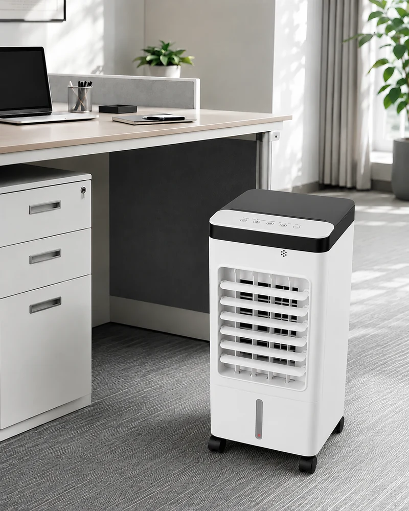 Mobiele Luchtcirculatiebuis met Vernevelaar Timer voor Thuiskantoor Verkoeling Bureau Koeling Tafelventilator | Sansoti