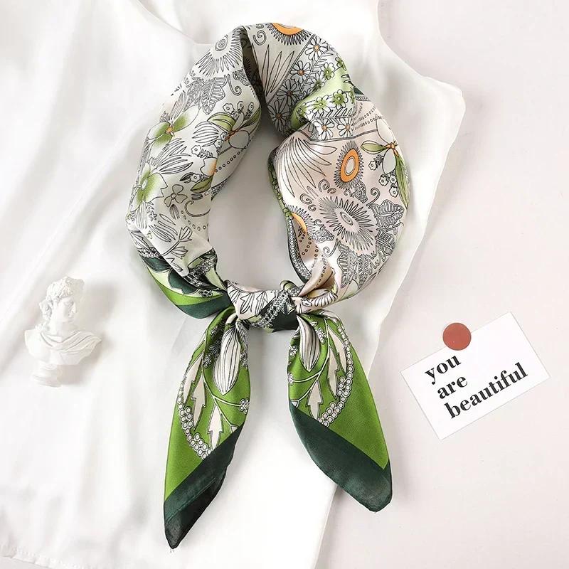 Zijden Sjaal met Ruitpatroon 70x70cm Haarband Nekdoek Voorjaar Zomer Accessoire Vierkante Sjaal Dames | Sansoti