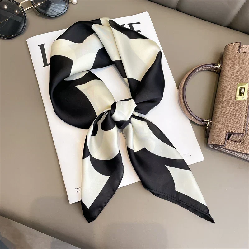 Zijden Sjaal met Ruitpatroon 70x70cm Haarband Nekdoek Voorjaar Zomer Accessoire Vierkante Sjaal Dames | Sansoti