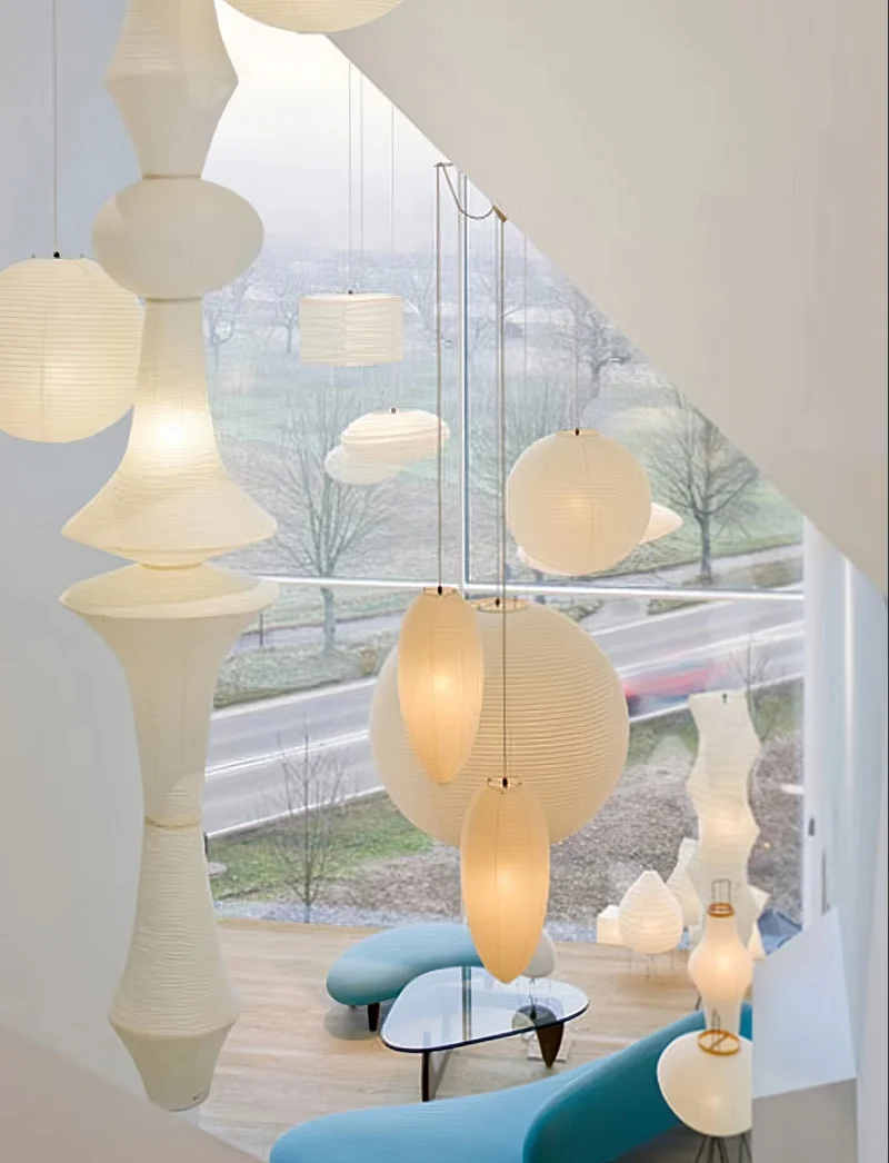 Japanse Hangende Papieren Lamp Zeven Formaten E26/E27 ø33-ø43cm 150-460cm Hoogte Mulberry Washi Moerasschors Translucide Kap Met Handgemaakt Karakter | Sansoti