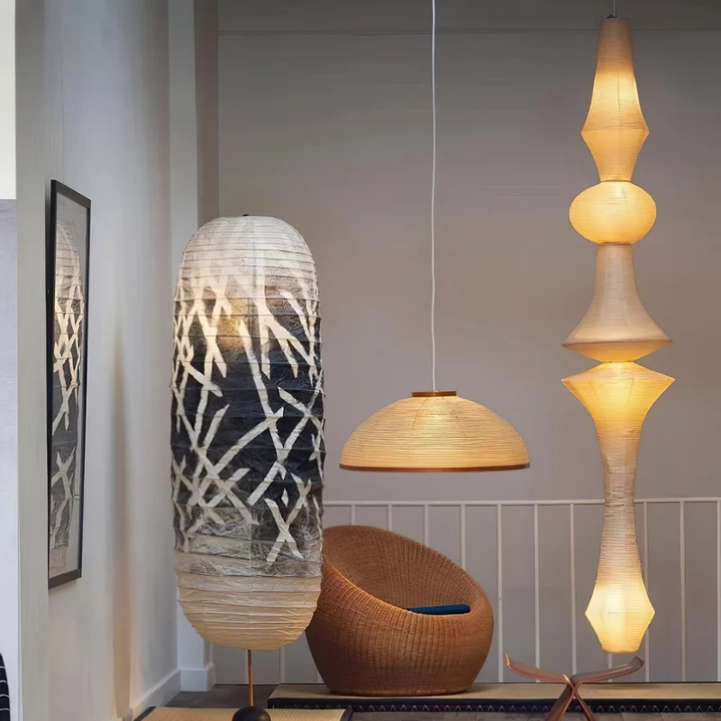 Japanse Hangende Papieren Lamp Zeven Formaten E26/E27 ø33-ø43cm 150-460cm Hoogte Mulberry Washi Moerasschors Translucide Kap Met Handgemaakt Karakter | Sansoti