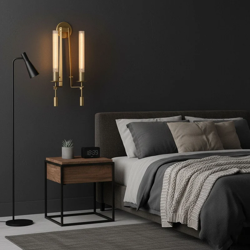 Klassieke Messing Wandlamp met Geribbeld Glas – 1940s Franse Stijl Cilinderlamp voor Gang Woonkamer Slaapkamer – E26 E27 Fitting – Enkel en Dubbel Lichtpunt | Sansoti