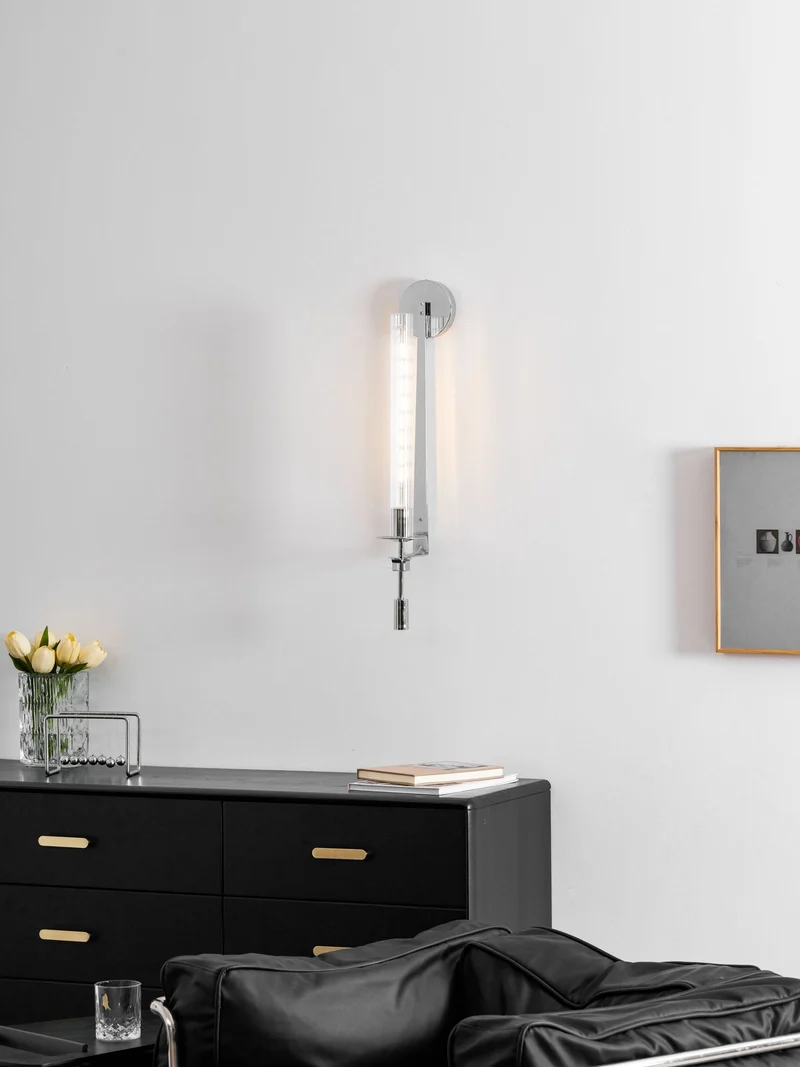 Klassieke Messing Wandlamp met Geribbeld Glas – 1940s Franse Stijl Cilinderlamp voor Gang Woonkamer Slaapkamer – E26 E27 Fitting – Enkel en Dubbel Lichtpunt | Sansoti