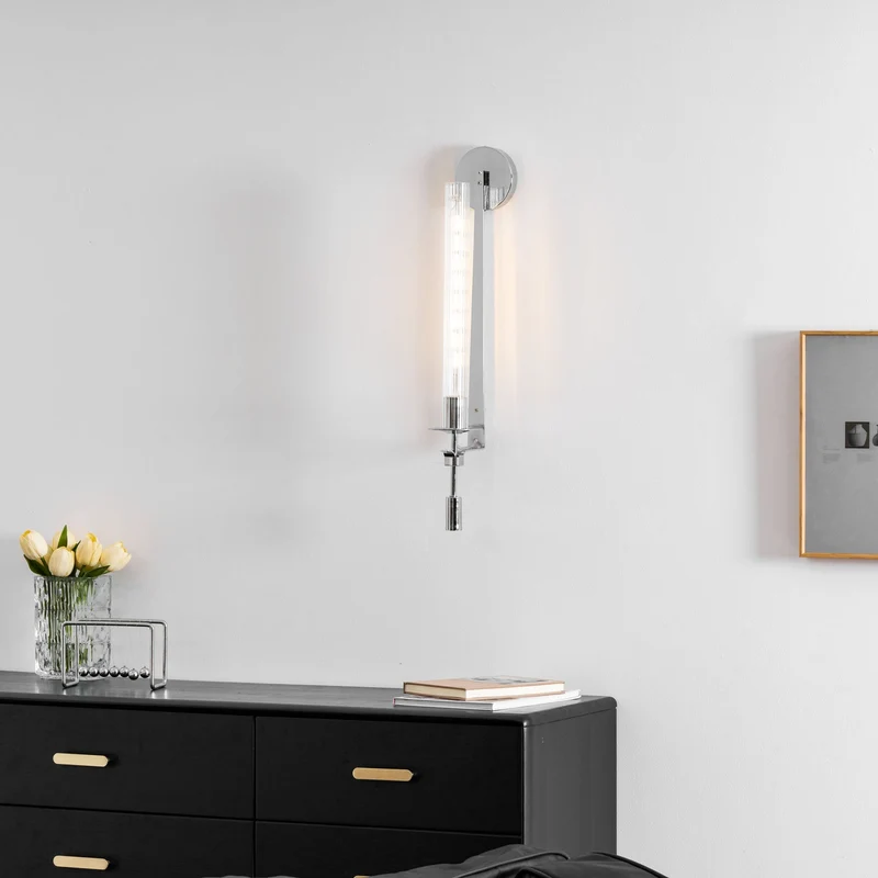 Klassieke Messing Wandlamp met Geribbeld Glas – 1940s Franse Stijl Cilinderlamp voor Gang Woonkamer Slaapkamer – E26 E27 Fitting – Enkel en Dubbel Lichtpunt | Sansoti