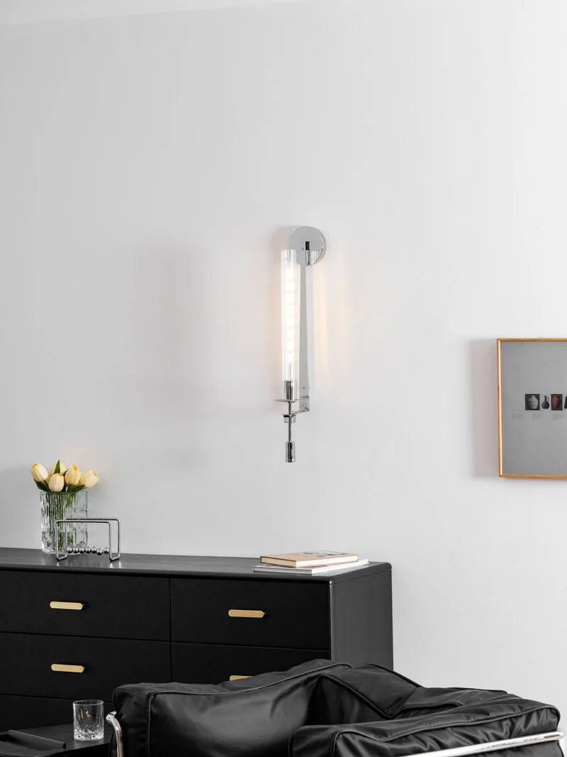 Klassieke Messing Wandlamp met Geribbeld Glas – 1940s Franse Stijl Cilinderlamp voor Gang Woonkamer Slaapkamer – E26 E27 Fitting – Enkel en Dubbel Lichtpunt | Sansoti