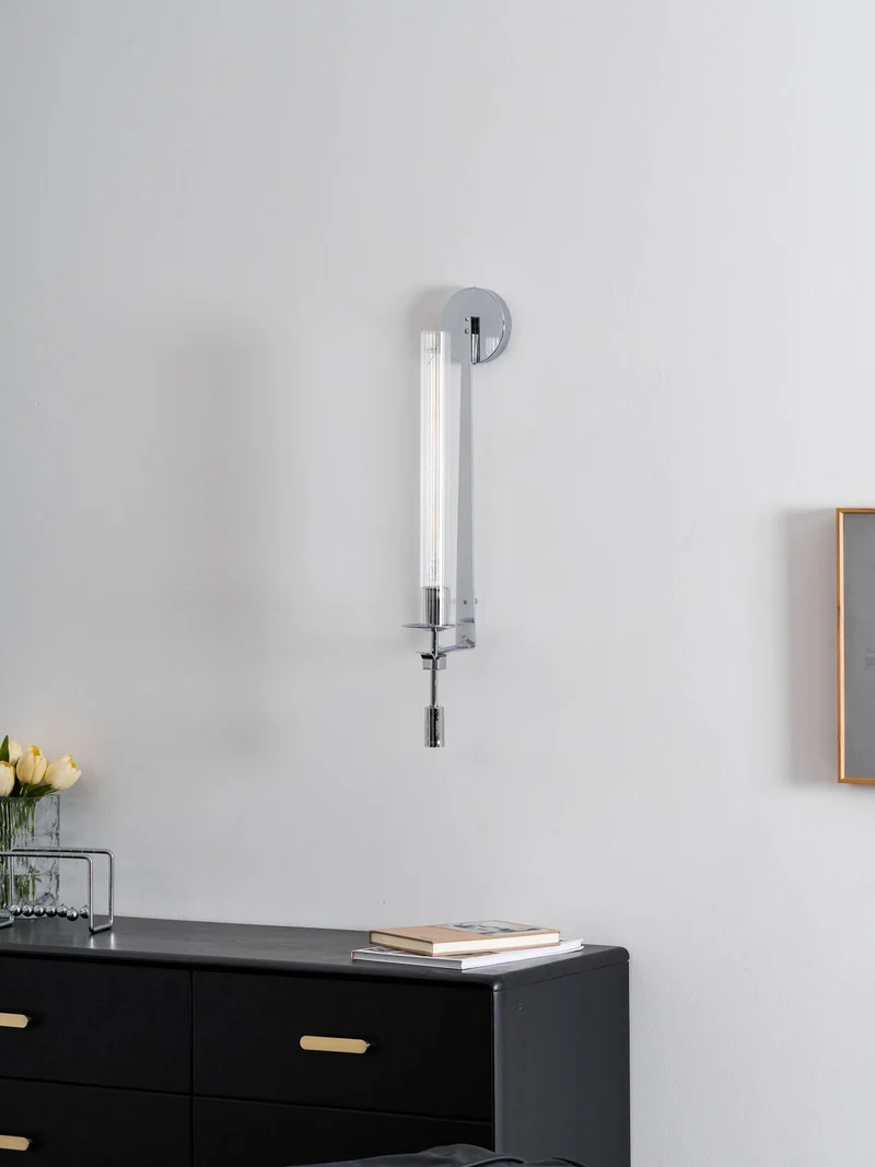 Klassieke Messing Wandlamp met Geribbeld Glas – 1940s Franse Stijl Cilinderlamp voor Gang Woonkamer Slaapkamer – E26 E27 Fitting – Enkel en Dubbel Lichtpunt | Sansoti