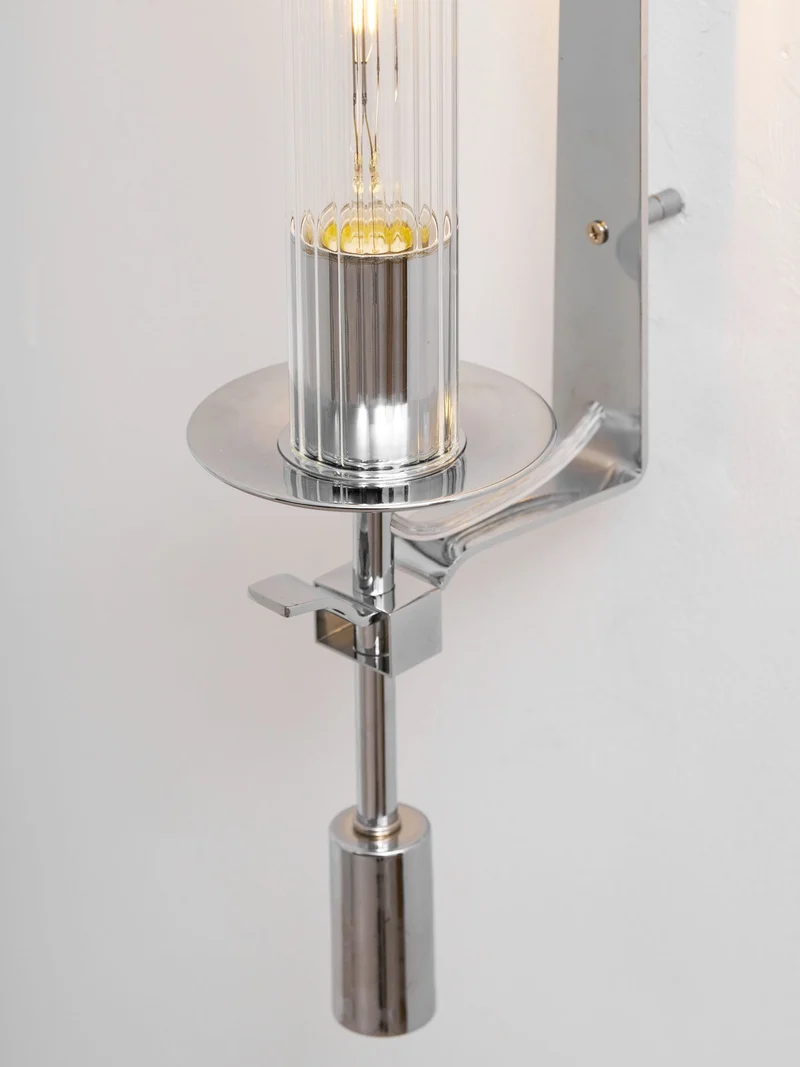 Klassieke Messing Wandlamp met Geribbeld Glas – 1940s Franse Stijl Cilinderlamp voor Gang Woonkamer Slaapkamer – E26 E27 Fitting – Enkel en Dubbel Lichtpunt | Sansoti