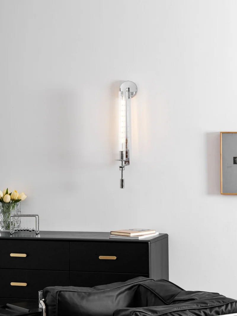 Klassieke Messing Wandlamp met Geribbeld Glas – 1940s Franse Stijl Cilinderlamp voor Gang Woonkamer Slaapkamer – E26 E27 Fitting – Enkel en Dubbel Lichtpunt | Sansoti