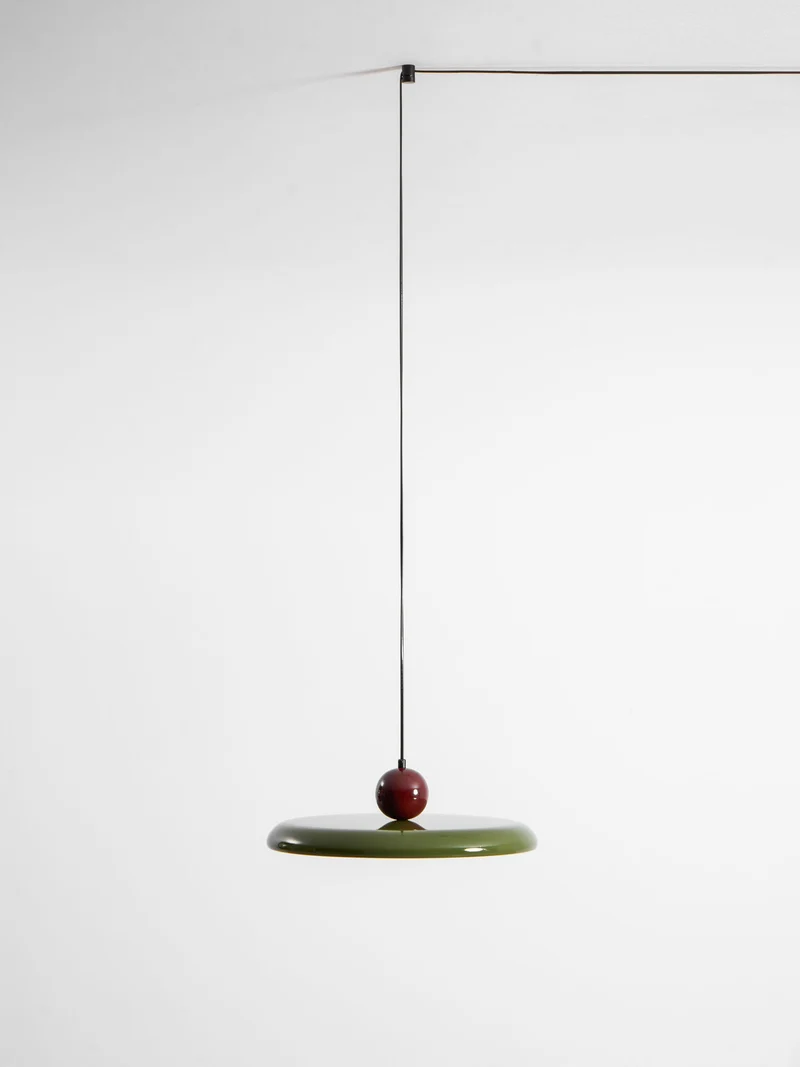 Hangende Plafondlamp Rond Stralend Disc Design Dimbaar 3 Kleuren 450cm Kabel Scandinavisch Interieur Rood Groen Beige | Sansoti