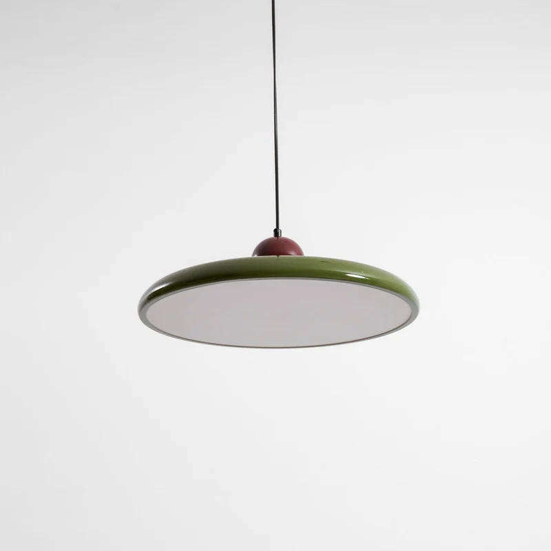 Hangende Plafondlamp Rond Stralend Disc Design Dimbaar 3 Kleuren 450cm Kabel Scandinavisch Interieur Rood Groen Beige | Sansoti