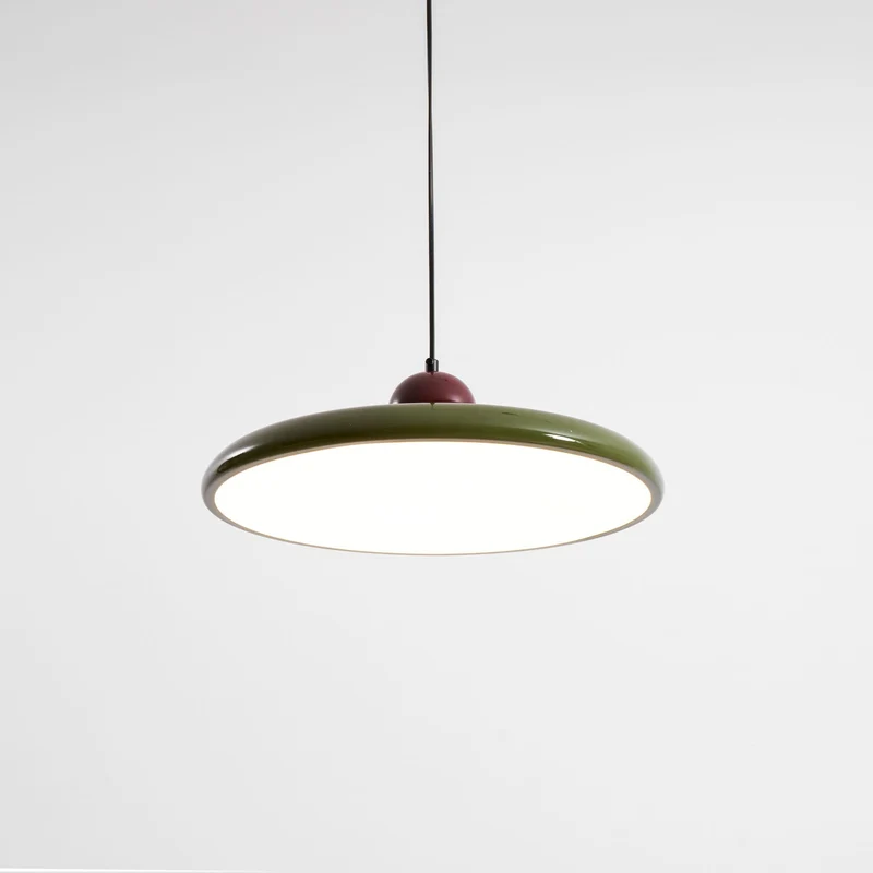 Hangende Plafondlamp Rond Stralend Disc Design Dimbaar 3 Kleuren 450cm Kabel Scandinavisch Interieur Rood Groen Beige | Sansoti