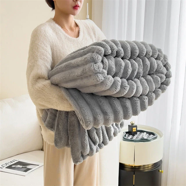 Pluche Fleece Plaid Wolkleed Deken Woonkamer Slaapkamer Bank Bed Zachte Warme Decoratieve Deken Wol Imitatie | Sansoti