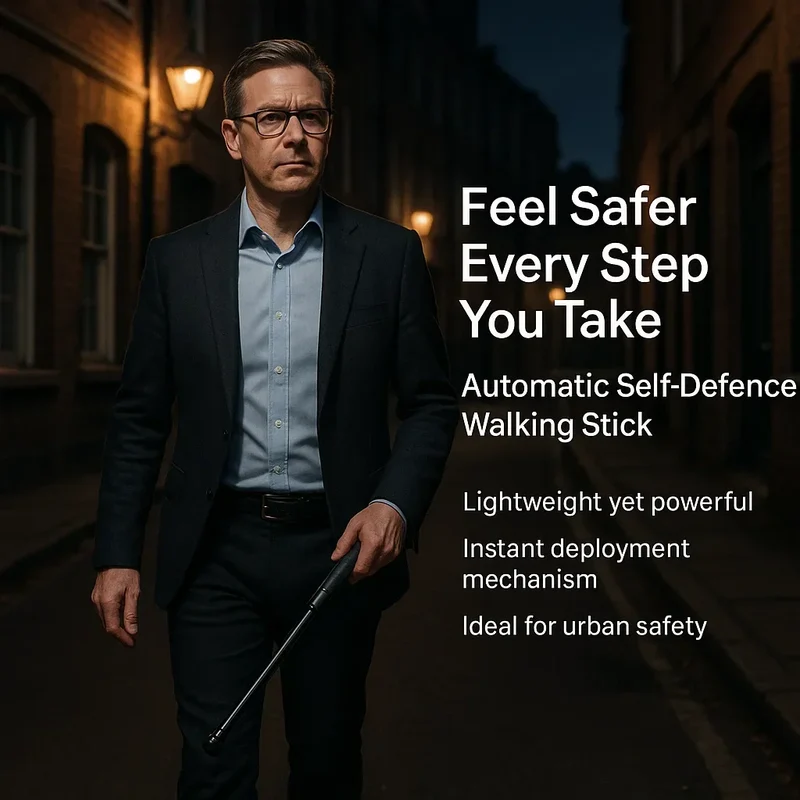 Automatische Zelfverdediging Wandelstok voor Wandelen en Stedelijke Veiligheid – Telescopisch Ontwerp met Anti-Slip Grip | Sansoti