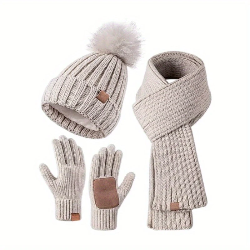 3-in-1 Gebreide Winterset met Muts, Sjaal en Touchscreen Handschoenen | Sansoti