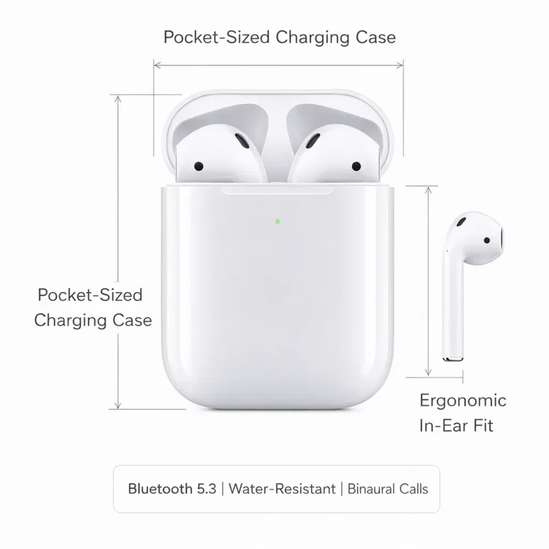 Draadloze Bluetooth Oordopjes met Oplaadcase – Compacte In-Ear Headset met Microfoon | Sansoti