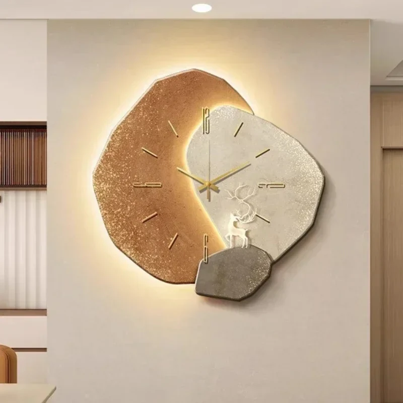 Stille Wandklok Slaapkamer Hout LED Verlichting Quartz Uurwerk Geruisloos | Sansoti