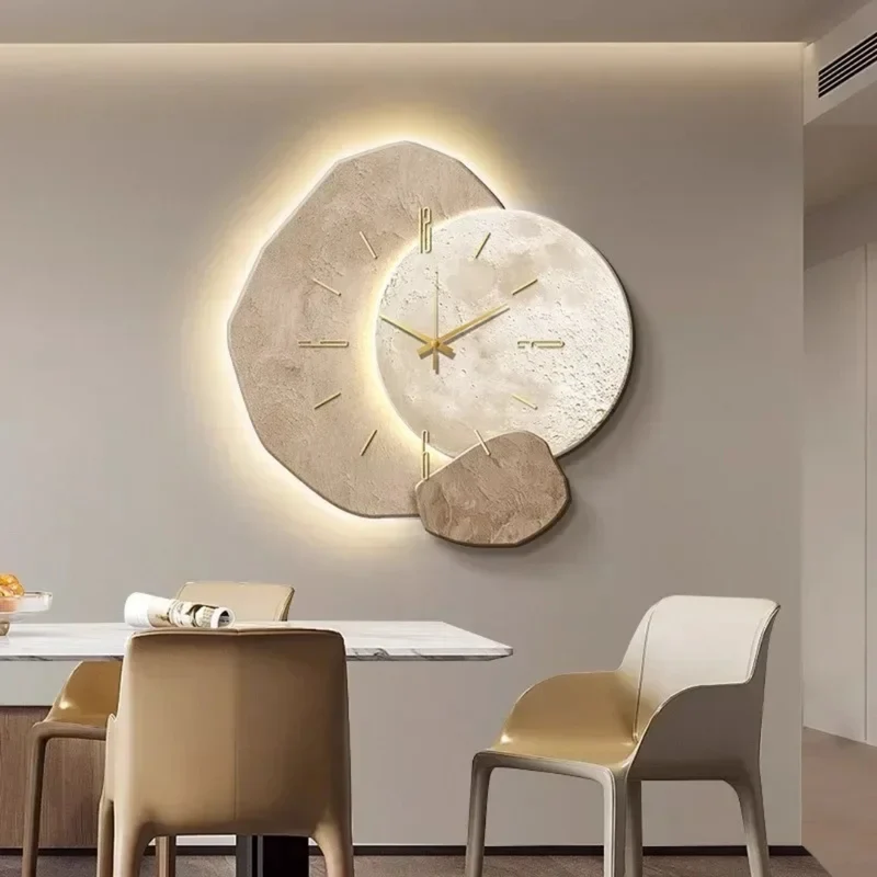 Stille Wandklok Slaapkamer Hout LED Verlichting Quartz Uurwerk Geruisloos | Sansoti