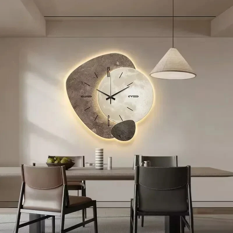 Stille Wandklok Slaapkamer Hout LED Verlichting Quartz Uurwerk Geruisloos | Sansoti