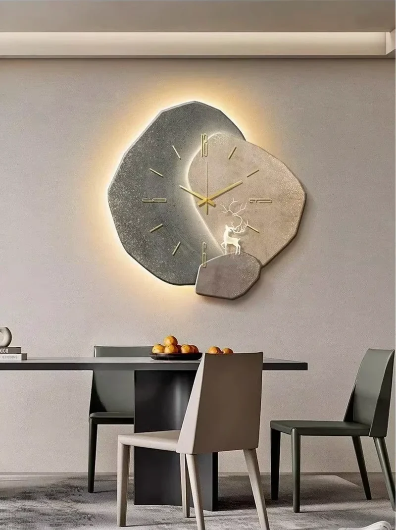Stille Wandklok Slaapkamer Hout LED Verlichting Quartz Uurwerk Geruisloos | Sansoti