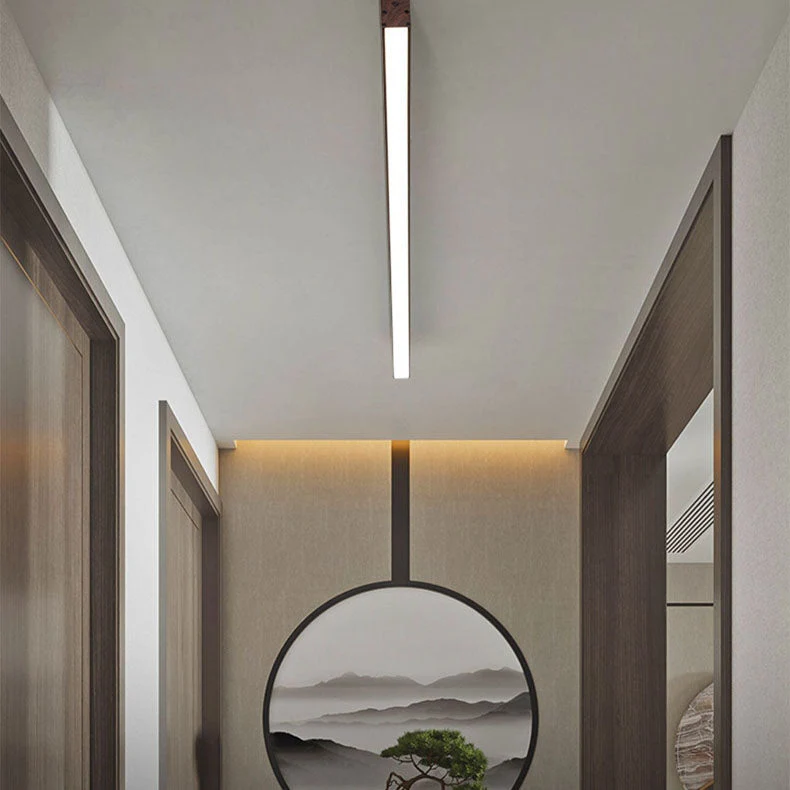 Gang Plafondlamp Hout Langwerpig 60cm 100cm 120cm Ingebouwde LED Lijnlamp Aluminium Hal | Sansoti