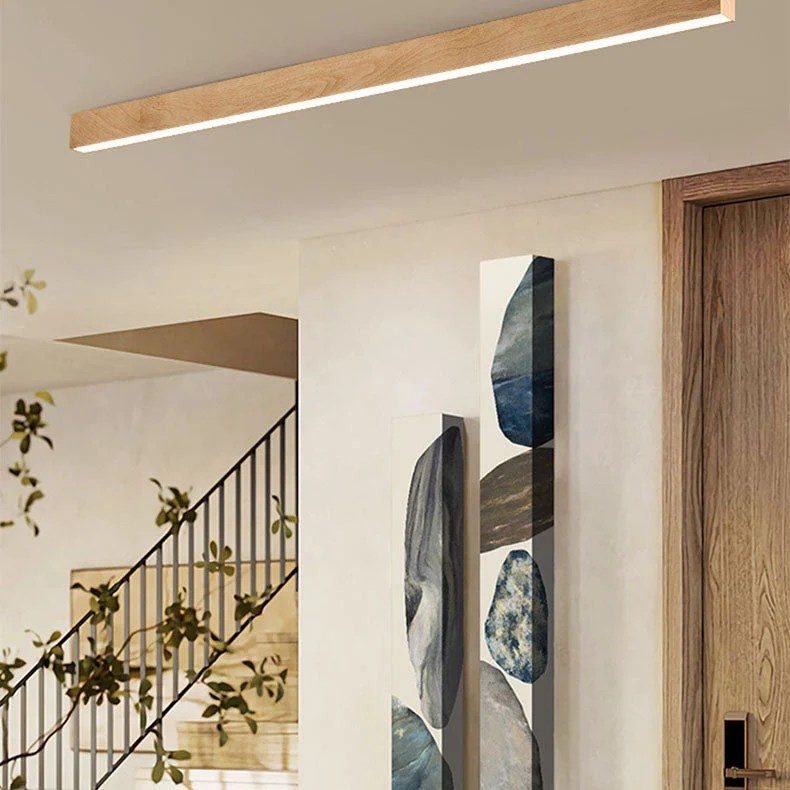 Gang Plafondlamp Hout Langwerpig 60cm 100cm 120cm Ingebouwde LED Lijnlamp Aluminium Hal | Sansoti