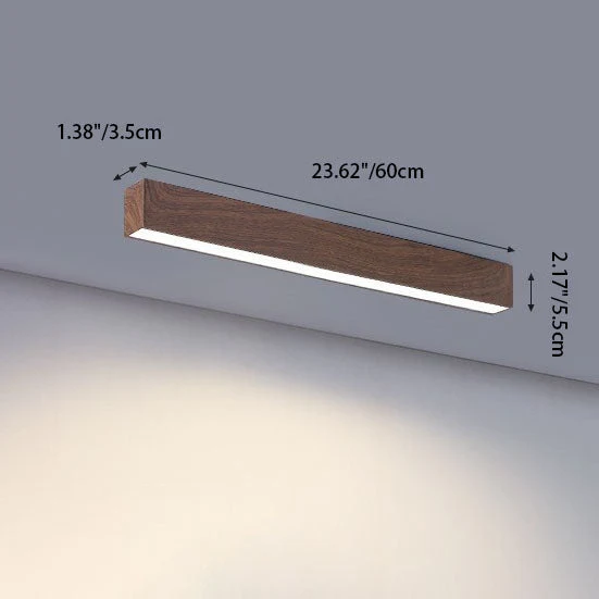 Gang Plafondlamp Hout Langwerpig 60cm 100cm 120cm Ingebouwde LED Lijnlamp Aluminium Hal | Sansoti