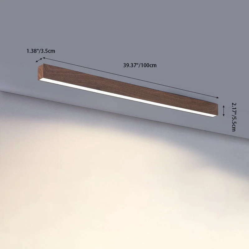 Gang Plafondlamp Hout Langwerpig 60cm 100cm 120cm Ingebouwde LED Lijnlamp Aluminium Hal | Sansoti