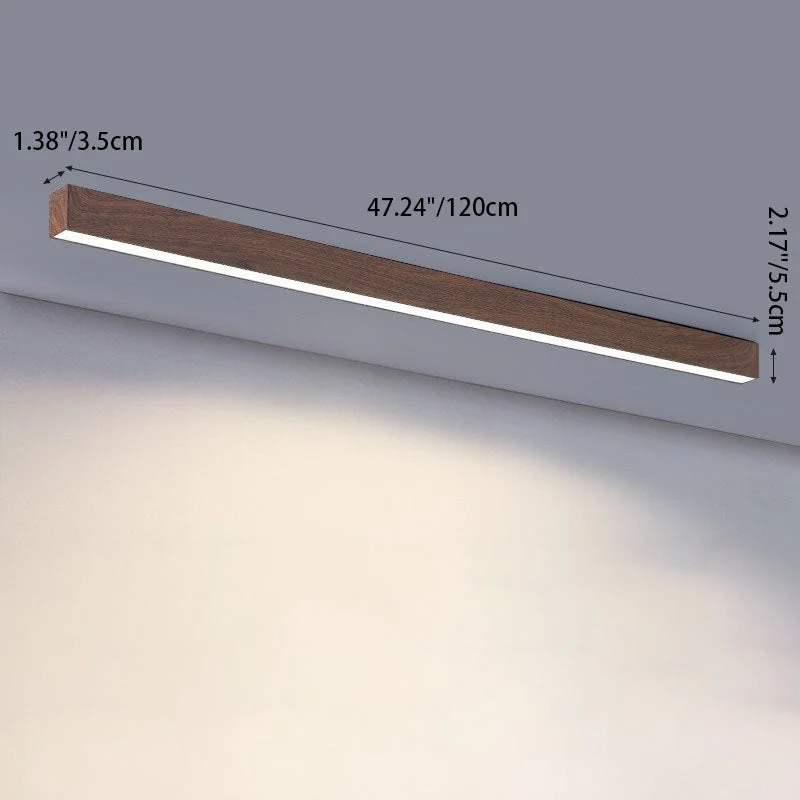 Gang Plafondlamp Hout Langwerpig 60cm 100cm 120cm Ingebouwde LED Lijnlamp Aluminium Hal | Sansoti
