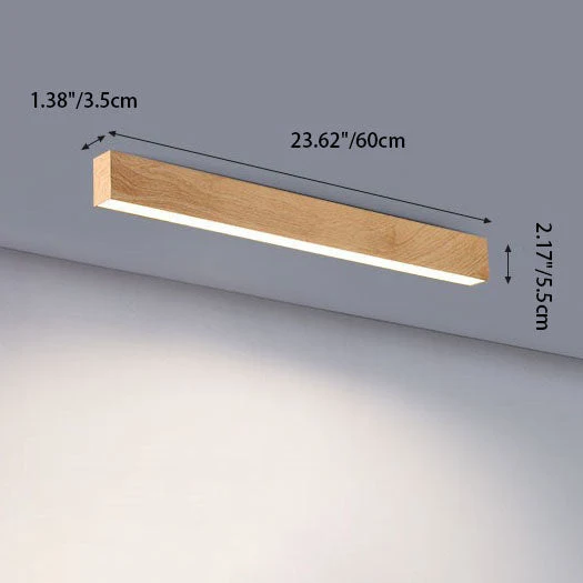 Gang Plafondlamp Hout Langwerpig 60cm 100cm 120cm Ingebouwde LED Lijnlamp Aluminium Hal | Sansoti