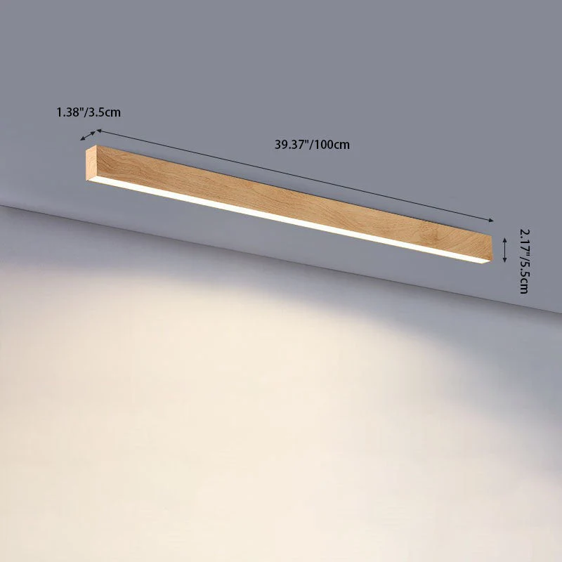Gang Plafondlamp Hout Langwerpig 60cm 100cm 120cm Ingebouwde LED Lijnlamp Aluminium Hal | Sansoti
