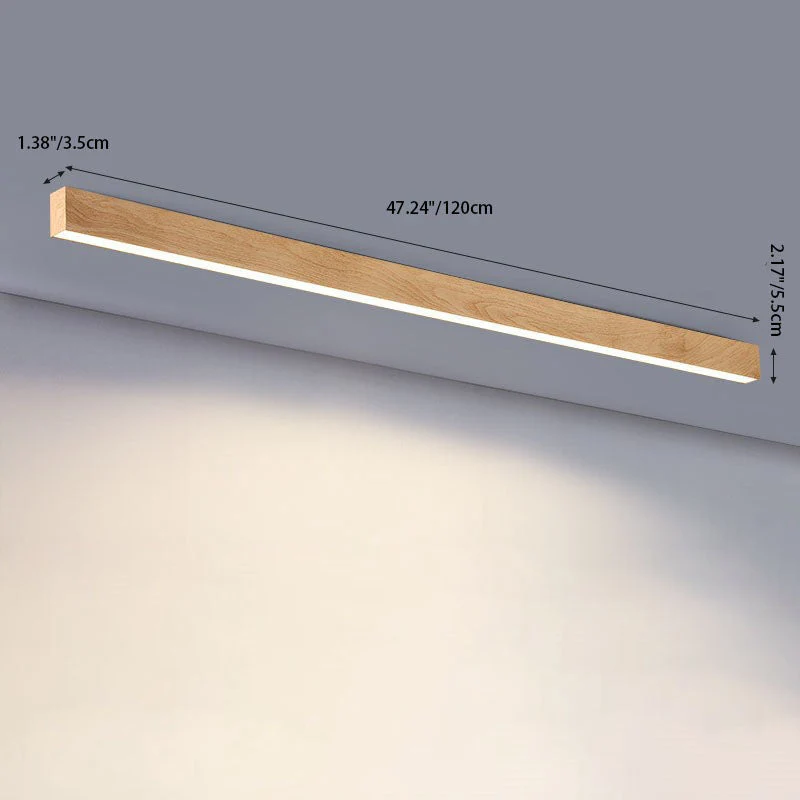 Gang Plafondlamp Hout Langwerpig 60cm 100cm 120cm Ingebouwde LED Lijnlamp Aluminium Hal | Sansoti