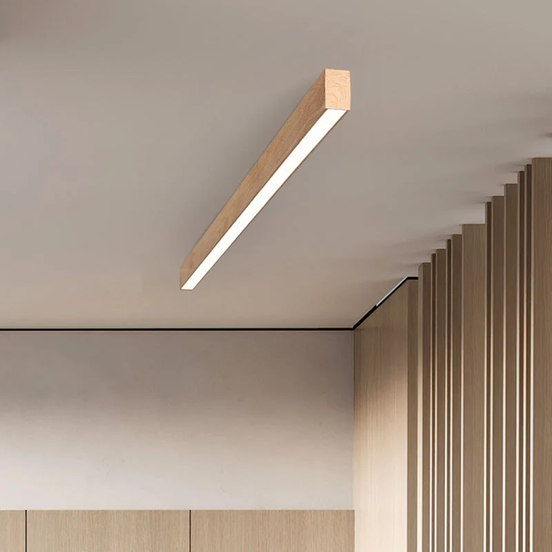 Gang Plafondlamp Hout Langwerpig 60cm 100cm 120cm Ingebouwde LED Lijnlamp Aluminium Hal | Sansoti