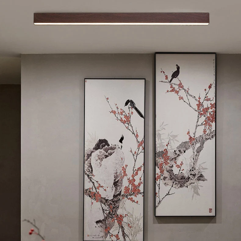 Gang Plafondlamp Hout Langwerpig 60cm 100cm 120cm Ingebouwde LED Lijnlamp Aluminium Hal | Sansoti