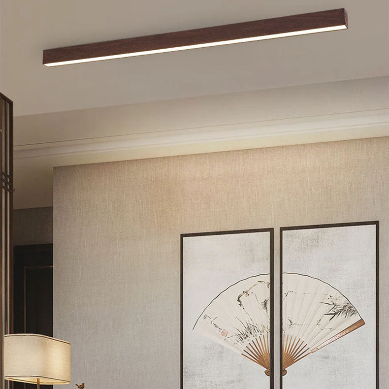 Gang Plafondlamp Hout Langwerpig 60cm 100cm 120cm Ingebouwde LED Lijnlamp Aluminium Hal | Sansoti