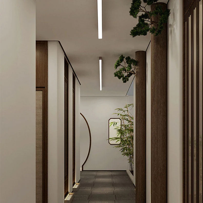 Gang Plafondlamp Hout Langwerpig 60cm 100cm 120cm Ingebouwde LED Lijnlamp Aluminium Hal | Sansoti