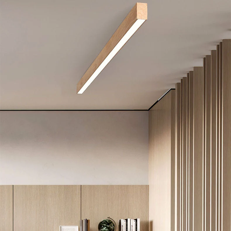 Gang Plafondlamp Hout Langwerpig 60cm 100cm 120cm Ingebouwde LED Lijnlamp Aluminium Hal | Sansoti