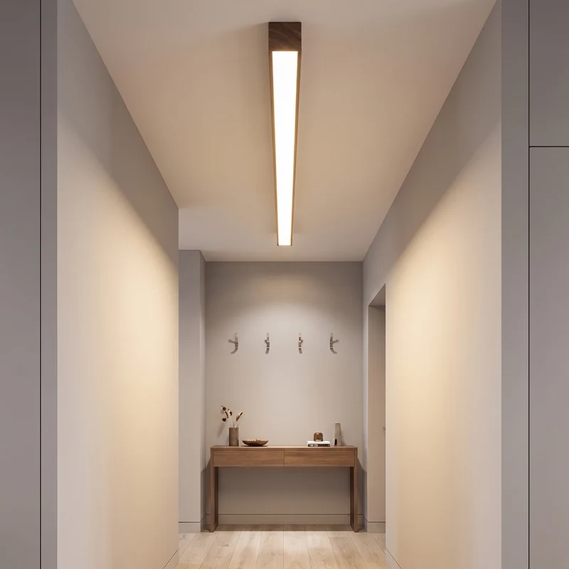 Gang Plafondlamp Hout Langwerpig 60cm 100cm 120cm Ingebouwde LED Lijnlamp Aluminium Hal | Sansoti