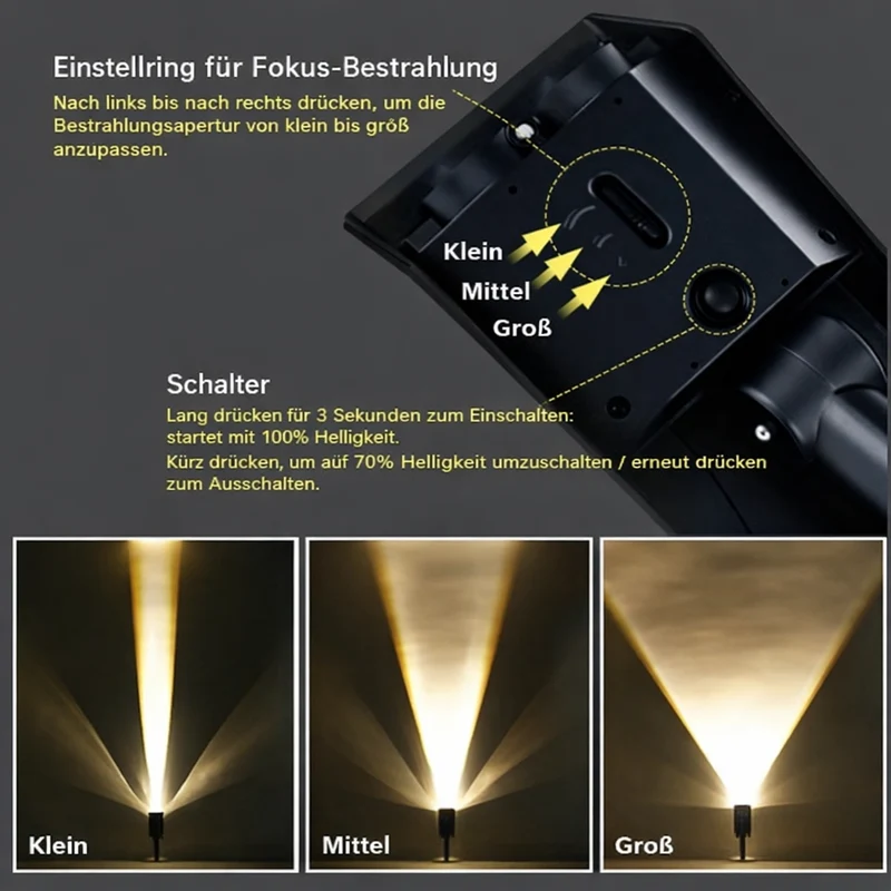 Solar Gevelspot LED Warmwit IP65 Verstelbare Zoomlens Draadloos voor Muur Oprit en Terras | Sansoti