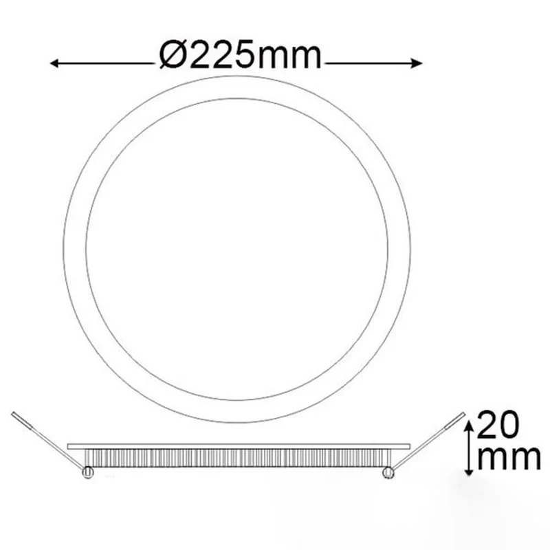 LED Einbaupanel Ø 22,5cm flach rund silber 18W Warmweiß