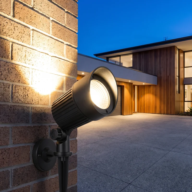 Solar Gevelspot LED Warmwit IP65 Verstelbare Zoomlens Draadloos voor Muur Oprit en Terras | Sansoti