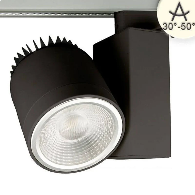 3-Phasen Power-LED Strahler 2700lm 3000K fokussierbar Schwarz Dimmbar