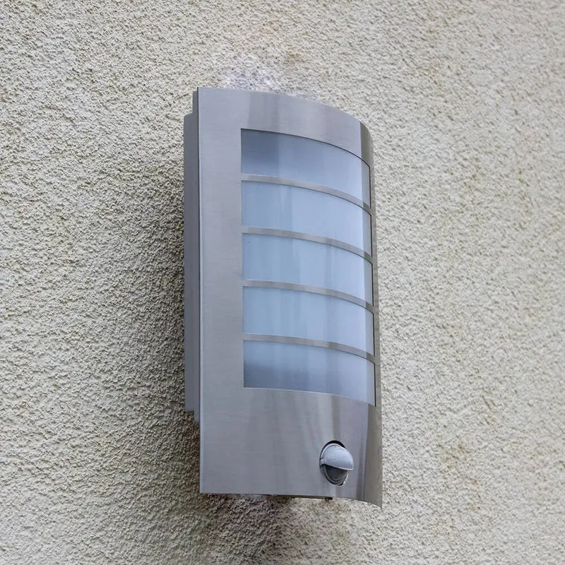 LED Außen-Wandlampe Slim mit Sensor IP44 Edelstahl